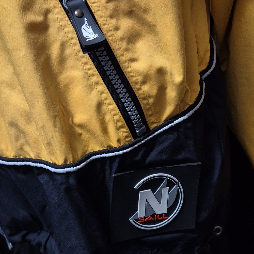 Vtg 90s Nautica Competition Men’s Sz S Sleeve Coat Jacket reversible Stow Hood - Picture 3 of 16